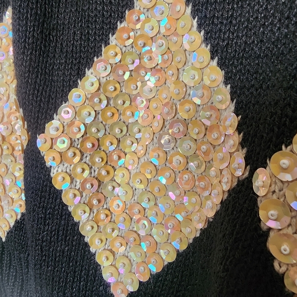 Vintage checkered sequined knit pull over sweater - Picture 7 of 7
